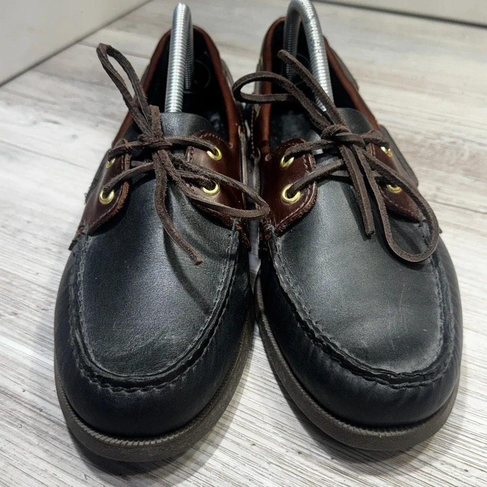 Sperry Top-Sider Men's Original 2 Eye Boat Shoe Black/Amaretto Leather Size 9.5M